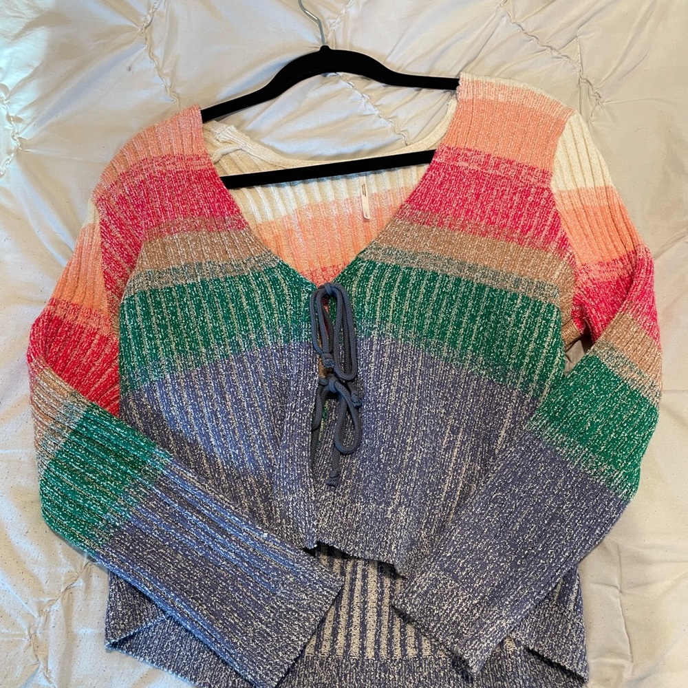 Free people rainbow knit cardigan